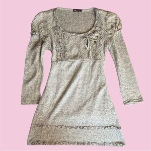 For Her Paris Long Sleeve Sweater Dress with Ruffles and embellishments